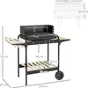 Outsunny Holzkohlegrill aus Metall BBQ Smoker mit Räder, Produktbild-Vorschau 3