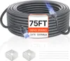 A coiled gray ethernet cable with blue light effects at the connectors, with accessories shown at the bottom. Náhled obrázku produktu