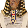 Nahaufnahme des Mumienkostüms Ramses mit schwarz-goldenem Pharaonen-Kopfschmuck, goldenem Kragen und farbiger Verzierung. Productafbeelding-voorbeeld