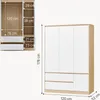 A diagram showing the dimensions of a wardrobe, with a separate image of the wardrobe itself. Anteprima dell’immagine prodotto