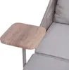 Close-up of a part of a garden lounger, showing a wooden tray attached to the armrest. Náhled obrázku produktu
