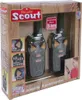 The image shows a retail package containing two walkie-talkies, with various feature callouts and a child using a walkie-talkie on the right side. Náhled obrázku produktu