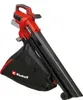 A red and black Einhell leaf blower with a collection bag attached, shown against a white background. Produktbild-Vorschau