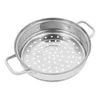 A stainless steel steamer basket with handles, shown from a diagonal angle against a white background. Voir les images du produit