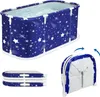 A foldable bathtub with a star pattern, shown in its expanded and folded states. Produktbild-Vorschau