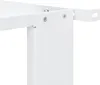 Close-up of a white metal bracket connecting two parts of a shelf or frame. Produktbild-Vorschau