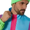 Close-up of a man wearing a colorful jacket and a green beanie. Produktbild-Vorschau