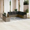 Design 9-tlg. Garten-Sofagarnitur mit Kissen Grau Poly Produktbild-Vorschau 1
