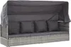 vidaXL Île solaire de jardin avec toit Poly rotin tons gris Voir les images du produit 3