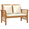 2-tlg. Garten-Lounge-Set mit Cremeweißen Kissen Massivholz Produktbild-Vorschau 3
