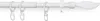 A white curtain rod with rings and a decorative finial, shown against a white background. Voir les images du produit