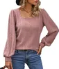 ASKSA Damen Langarmshirt Square Neck Casual Elegant Produktbild-Vorschau 1