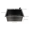 A black/gray stainless steel sink with dimensions indicated by measurement lines and text. Podgląd zdjęcia produktu