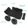 An assortment of black inflatable car accessories, including a mattress, headrest, support posts, and guards, arranged on a white background with labels pointing to each component. Podgląd zdjęcia produktu