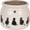 A beige ceramic pot with black cat illustrations and a small black heart above them. Podgląd zdjęcia produktu