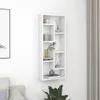 A white wall-mounted shelf unit with various decorative items on it, placed in a room with a sofa and curtains visible. Anteprima dell’immagine prodotto