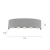 A grey LED outdoor wall lamp with dimensions indicated. Podgląd zdjęcia produktu