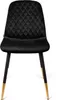 A black velvet dining chair with quilted detailing and gold-tipped legs, shown from the front against a white background. Náhľad obrázku produktu