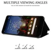 A smartphone case is shown in a folded position, demonstrating its multiple viewing angles. The phone screen displays a wallpaper with fireworks. Below the phone, diagrams illustrate different viewing angles (85°, 65°, 45°). Náhled obrázku produktu
