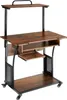 A product shot of a computer desk with shelves and wheels. Produktbild-Vorschau