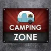 Camping-Zone Metallschild in rot mit Wohnwagen Motiv Produktbild-Vorschau 2