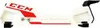 A white hockey skate guard with red accents and the CCM logo. Voir les images du produit
