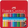 A red tin box containing a set of 16 Faber-Castell Jumbo Grip water-soluble colored pencils. Podgląd zdjęcia produktu