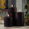 LED Stumpenkerze MIA - Echtwachs - realistische 3D Flamme - H: 20cm - D: 10cm - dunkellila Produktbild-Vorschau