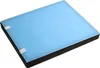 A close-up, angled view of a blue air filter with a black foam base, isolated on a white background. Produktbild-Vorschau