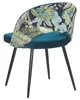 A single chair with a tropical leaf pattern on the back and a teal seat, shown from a three-quarter angle against a white background. Náhľad obrázku produktu