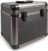 A black and silver briefcase-like case with metal trim and latches. Produktbild-Vorschau