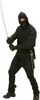 A person dressed in a ninja costume holding a sword. Produktbild-Vorschau