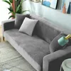 Sofabezug 2 Sitzer 145-185cm - Hellgrau - Samt - Stretch Produktbild-Vorschau 4