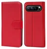 A red book-style phone case for a Google Pixel phone, shown open and closed. Produktbild-Vorschau