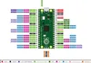 A diagram of the Raspberry Pi Pico microcontroller board, showing pinouts and their functions. Produktbild-Vorschau