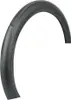 A close-up of a black steering wheel cover with white stitching. Produktbild-Vorschau