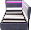 Łóżko tapicerowane Merax 90 x 200 cm z oświetleniem LED i Podgląd zdjęcia produktu 11