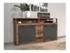 A modern sideboard with dark oak and graphite finishes, displayed in a room setting with artwork and decorative items. Náhľad obrázku produktu