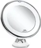 A close-up, studio shot of a white and silver magnifying makeup mirror with a suction cup base. Produktbild-Vorschau