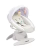 A white baby swing with toys hanging from the canopy. Produktbild-Vorschau