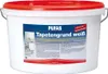 A white plastic bucket with a red lid, containing wallpaper primer. The label on the bucket is blue and white with product information and images. Produktbild-Vorschau