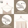 A collage of four images showcasing Blumtal wooden hangers, highlighting features like strap notches and anti-slip coating. Anteprima dell’immagine prodotto