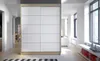 A modern hallway with a large sliding door wardrobe, leading into a bright living room with large windows. Náhľad obrázku produktu