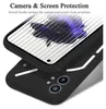 A close-up marketing image showing a black phone case with white accents, highlighting camera and screen protection features. Podgląd zdjęcia produktu