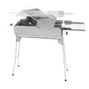 A stainless steel charcoal grill with foldable legs and a removable charcoal container. Produktbild-Vorschau