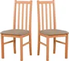Two wooden dining chairs with beige upholstered seats are shown against a white background. Produktbild-Vorschau