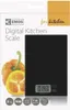 Packaging for a digital kitchen scale, featuring an image of the scale and fresh produce. Produktbild-Vorschau