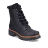A black lace-up boot with faux fur trim. Voir les images du produit