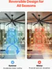 A split image showing a ceiling fan in a gym setting, illustrating its summer and winter modes. Anteprima dell’immagine prodotto