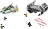 Two LEGO Star Wars starships with minifigures and accessories on a white background. Podgląd zdjęcia produktu